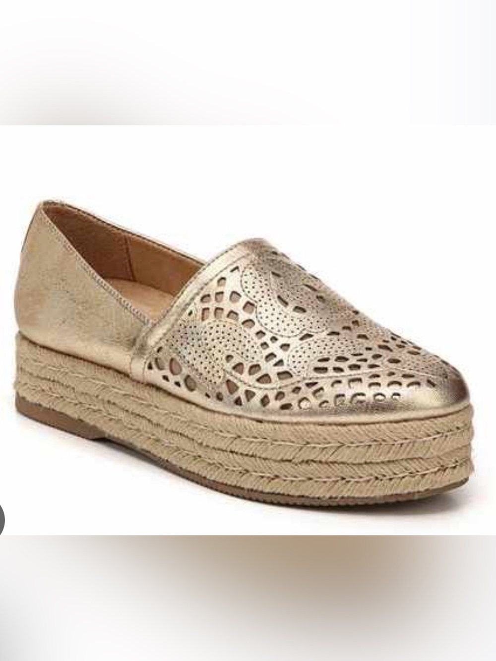 Naturalizer Metallic Silver Laser-Cut Espadrille Platform Slip-Ons